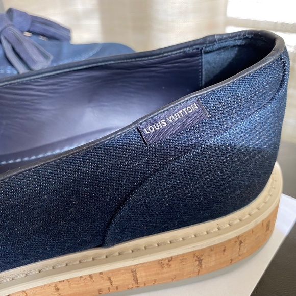Louis Vuitton denim blue canvas Men’s loafers 9 mens -11womens slip-on moccasins main image 10